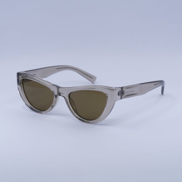 🕶️ New Saint Laurent SL676 005 Sunglasses -Transparent Sand Frame, Brown Lenses - Picture 1 of 10